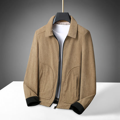 Herren Cordjacke mit Reißverschluss und gerippten Bündchen-Men Jackets-Alpenkind
