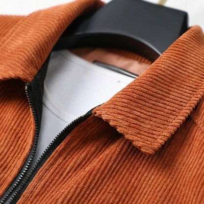 Herren Cordjacke mit Reißverschluss und gerippten Bündchen-Men Jackets-Alpenkind