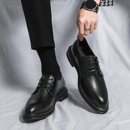 Herren-Derby-Schuhe mit glänzender Oberfläche und dicker Sohle-Dress shoes for men-Alpenkind