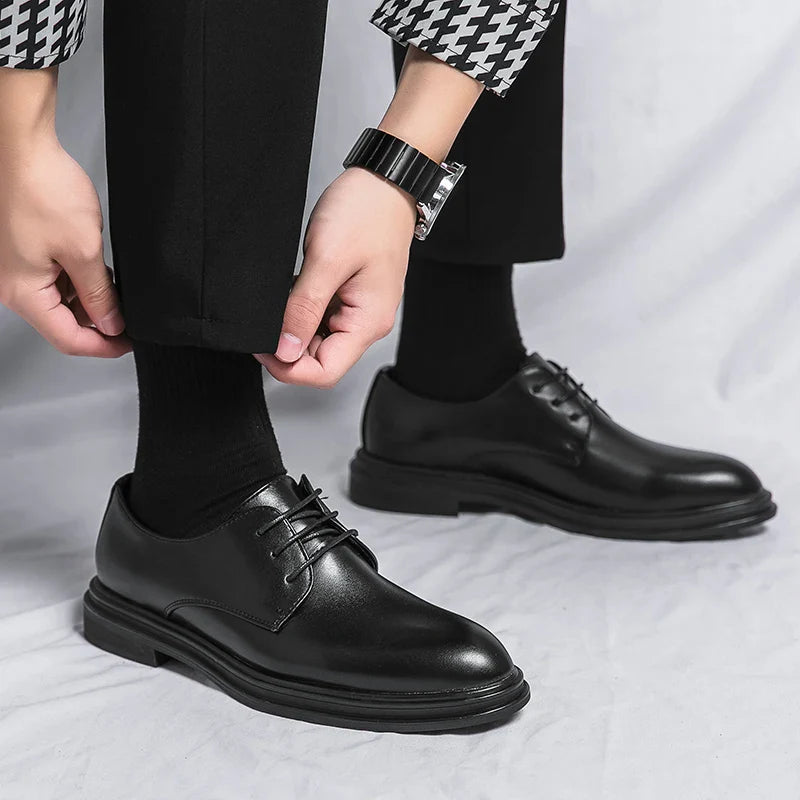 Herren-Derby-Schuhe mit glänzender Oberfläche und dicker Sohle-Dress shoes for men-Alpenkind