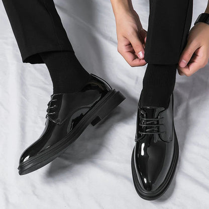 Herren-Derby-Schuhe mit glänzender Oberfläche und dicker Sohle-Dress shoes for men-Alpenkind