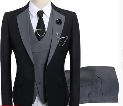 Herren Dreiteiliger Anzug mit Kontrastrevers und Doppelreihiger Weste-Shirts for men-Alpenkind