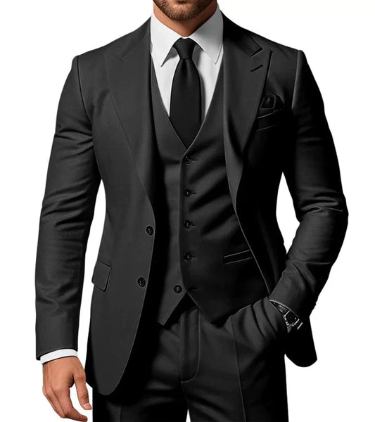 Herren Dreiteiliger Anzug mit Reverssakko, Knopfweste und Hose-Shirts for men-Alpenkind