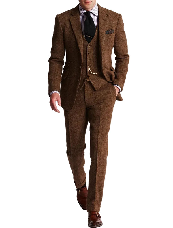 Herren Dreiteiliger Anzug mit Reverssakko und Knopfweste-Shirts for men-Alpenkind