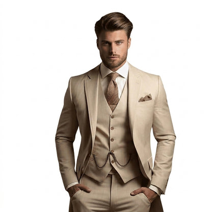 Herren-Dreiteiliger Anzug mit Sakko, Weste und Hose-Sets for Men-Alpenkind