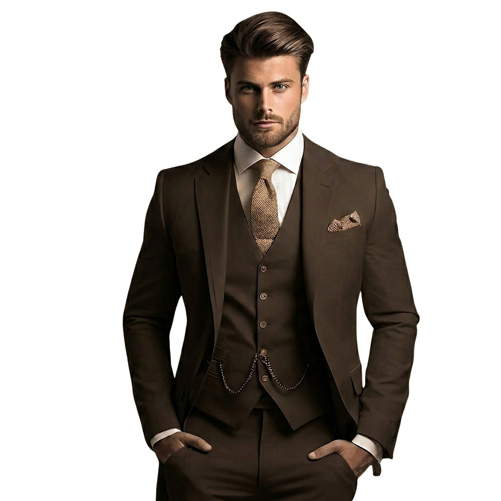 Herren-Dreiteiliger Anzug mit Sakko, Weste und Hose-Sets for Men-Alpenkind