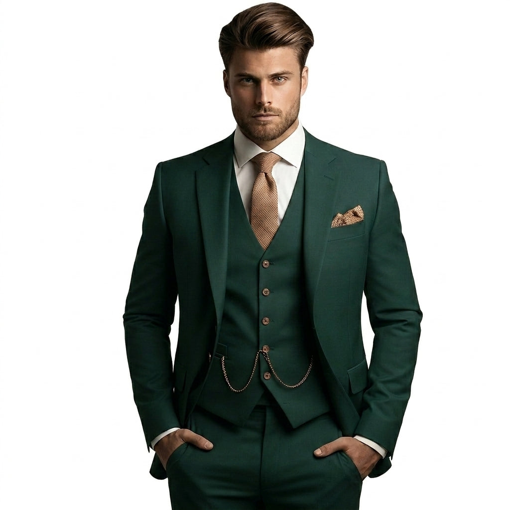 Herren-Dreiteiliger Anzug mit Sakko, Weste und Hose-Sets for Men-Alpenkind