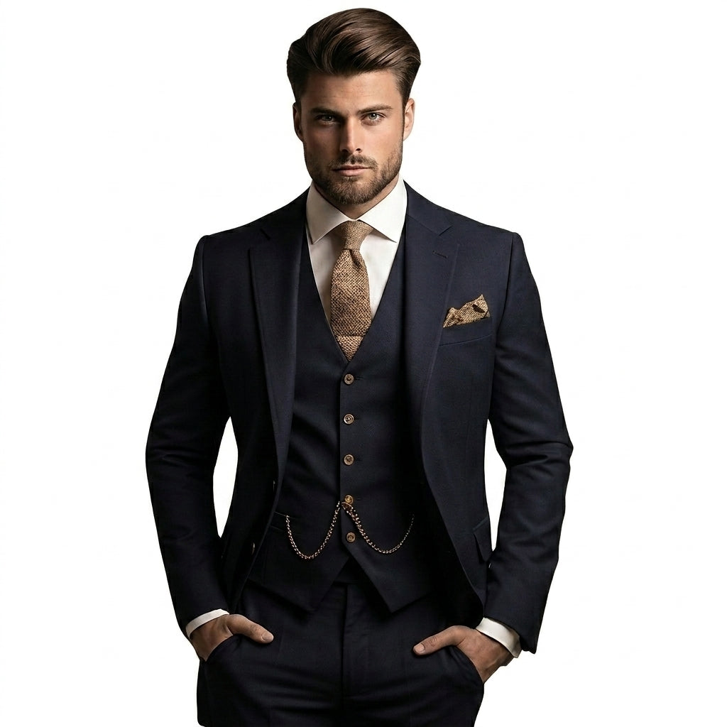 Herren-Dreiteiliger Anzug mit Sakko, Weste und Hose-Sets for Men-Alpenkind