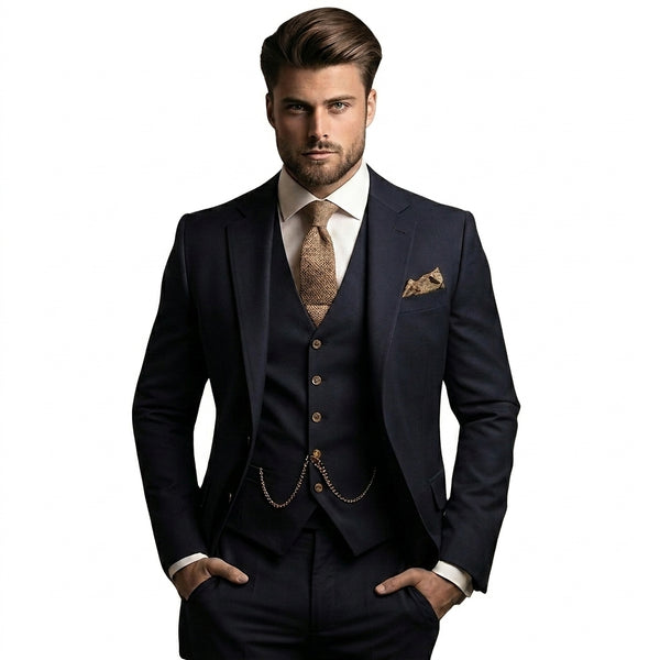 Herren-Dreiteiliger Anzug mit Sakko, Weste und Hose-Sets for Men-Alpenkind