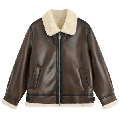 Herren-Fliegerjacke mit Faux-Shearling-Futter-Jackets for men-Alpenkind