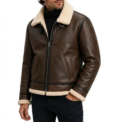 Herren-Fliegerjacke mit Faux-Shearling-Futter-Jackets for men-Alpenkind