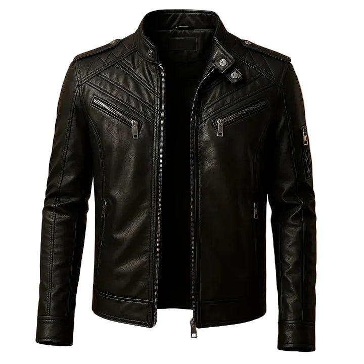 Herren Gesteppte Biker Jacke mit Stehkragen-Men Outerwear-Alpenkind