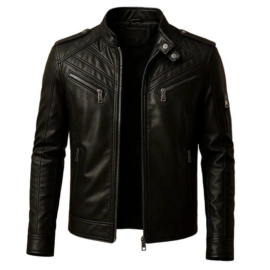 Herren Gesteppte Biker Jacke mit Stehkragen-Men Outerwear-Alpenkind