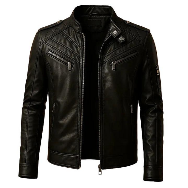 Herren Gesteppte Biker Jacke mit Stehkragen-Men Outerwear-Alpenkind