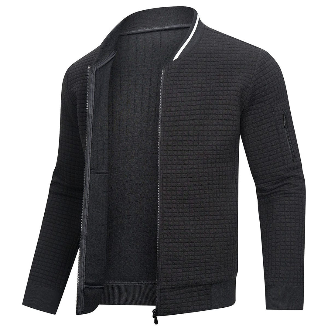 Herren Gesteppte Jacke mit Reißverschluss, Stehkragen und Ärmeltasche-Men Jackets-Alpenkind