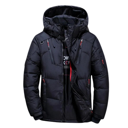 Herren Gesteppte Kapuzenjacke mit Funktionstaschen-Men Outerwear-Alpenkind