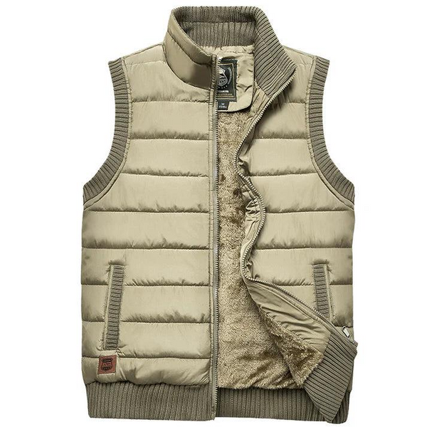 Herren Gesteppte Weste mit Reißverschluss und Stehkragen-Men Outerwear-Alpenkind