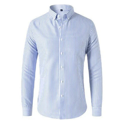 Herren Gestreiftes Langarmhemd mit Knopfleiste-Men Shirt-Alpenkind