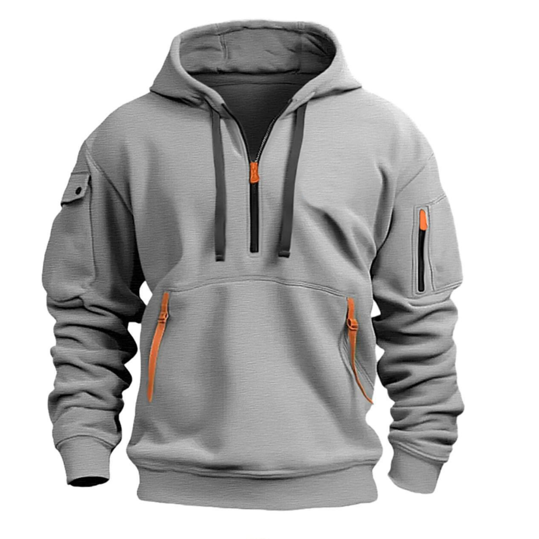 Herren Half-Zip Pullover-Kapuzenpullover mit Utility-Taschen-Jackets for men-Alpenkind