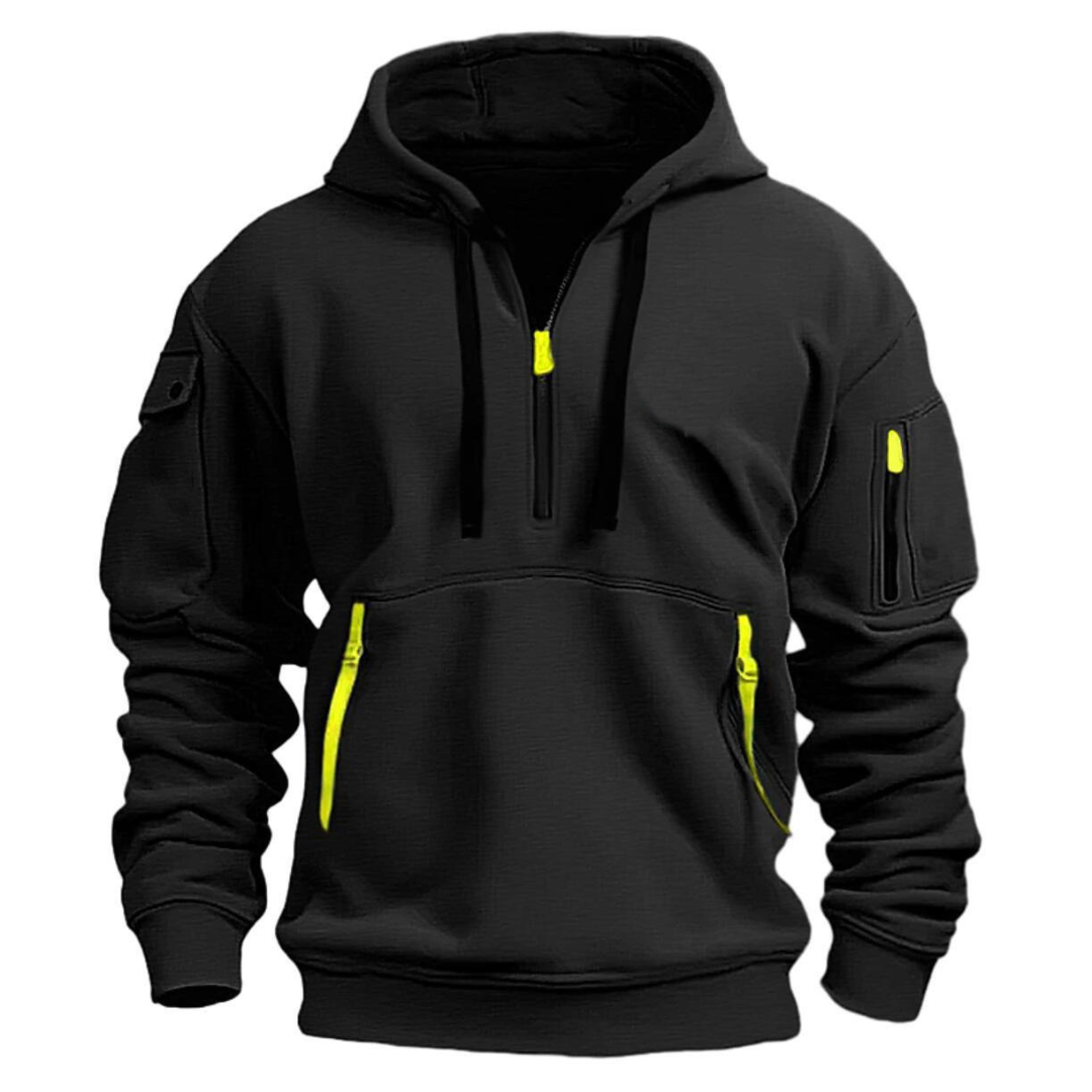 Herren Half-Zip Pullover-Kapuzenpullover mit Utility-Taschen-Jackets for men-Alpenkind
