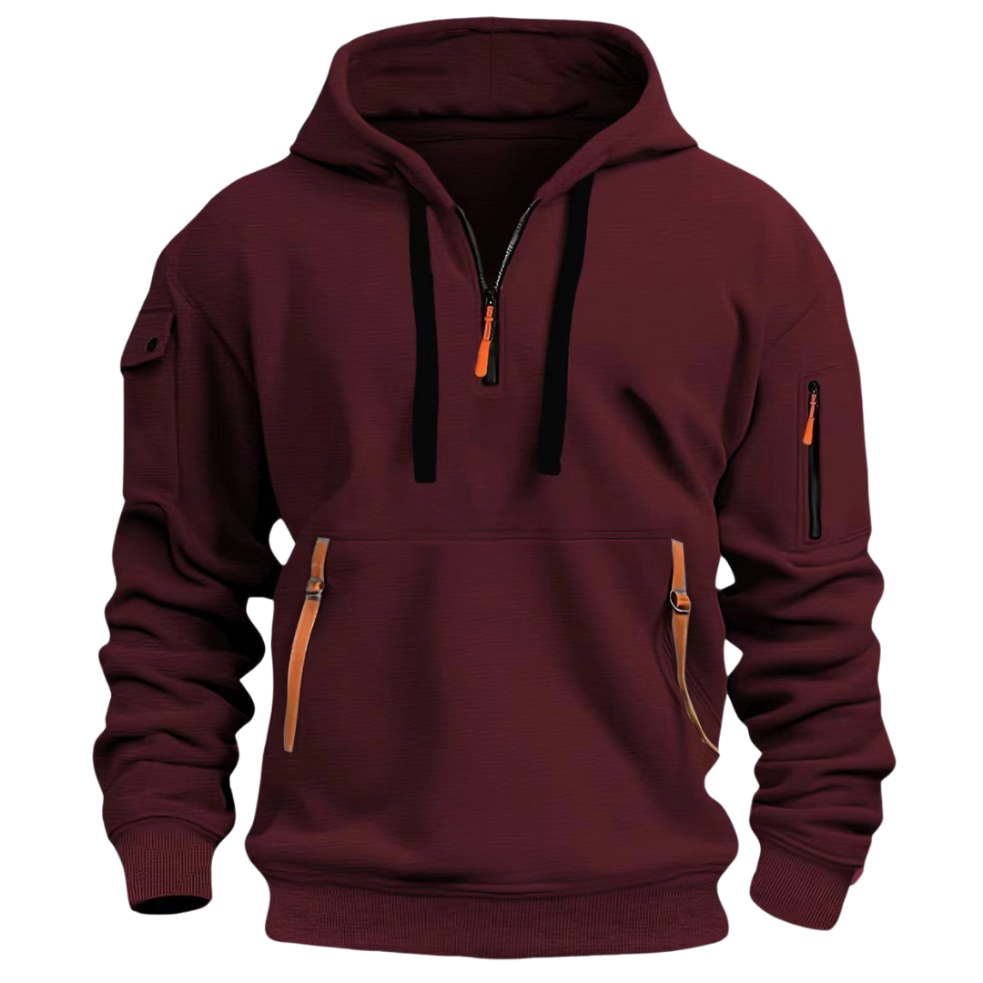 Herren Half-Zip Pullover-Kapuzenpullover mit Utility-Taschen-Jackets for men-Alpenkind