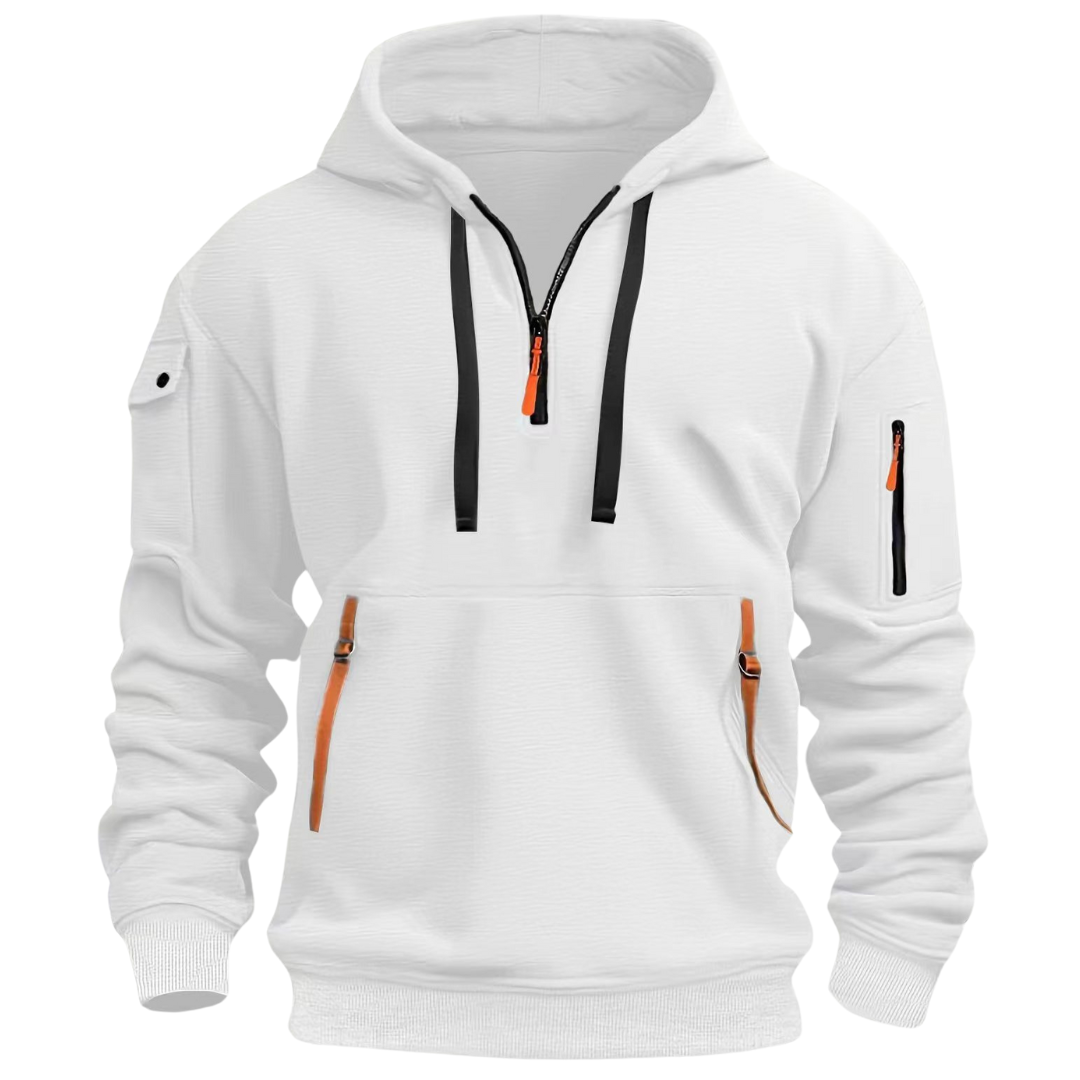 Herren Half-Zip Pullover-Kapuzenpullover mit Utility-Taschen-Jackets for men-Alpenkind