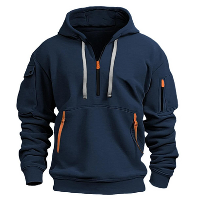 Herren Half-Zip Pullover-Kapuzenpullover mit Utility-Taschen-Jackets for men-Alpenkind