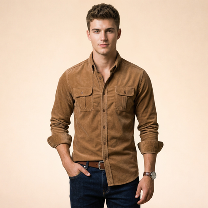 Herren Hemd mit Brusttaschen und Knopfleiste-Shirts for men-Alpenkind