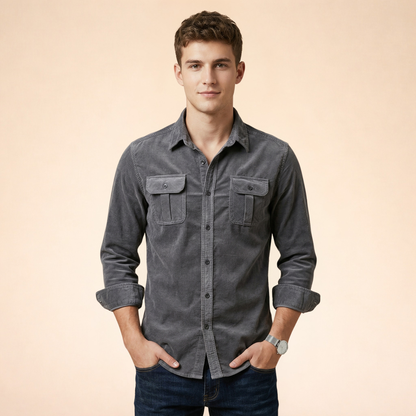Herren Hemd mit Brusttaschen und Knopfleiste-Shirts for men-Alpenkind