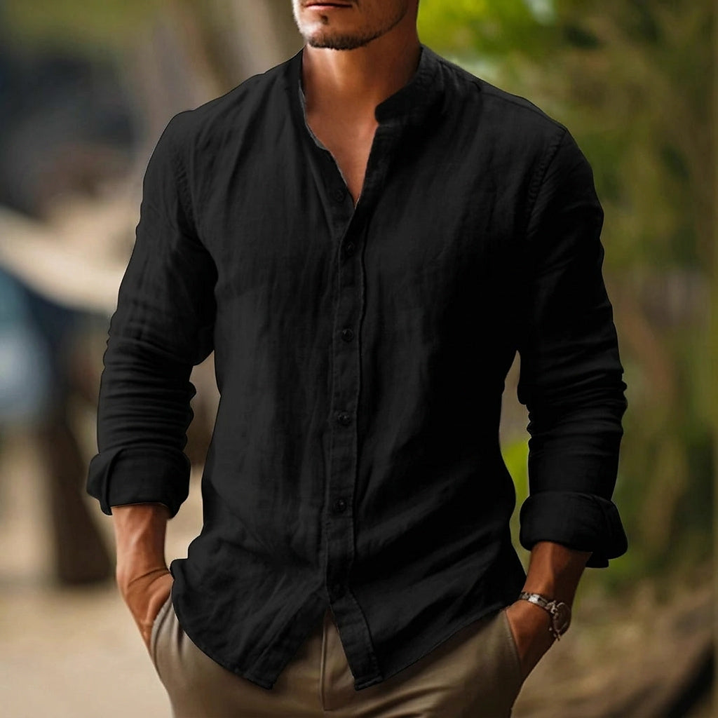 Herren Hemd mit Stehkragen und Knopfleiste-Shirts for men-Alpenkind
