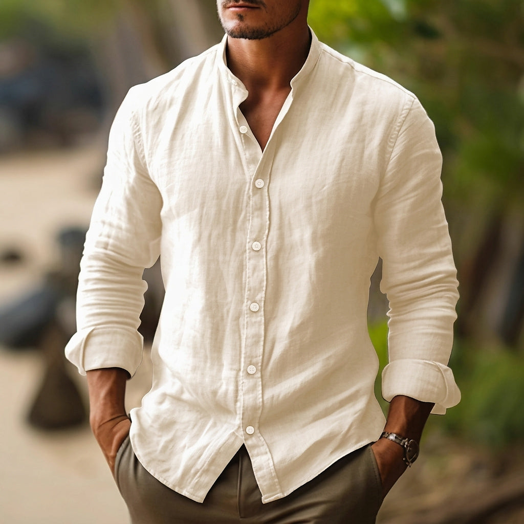 Herren Hemd mit Stehkragen und Knopfleiste-Shirts for men-Alpenkind