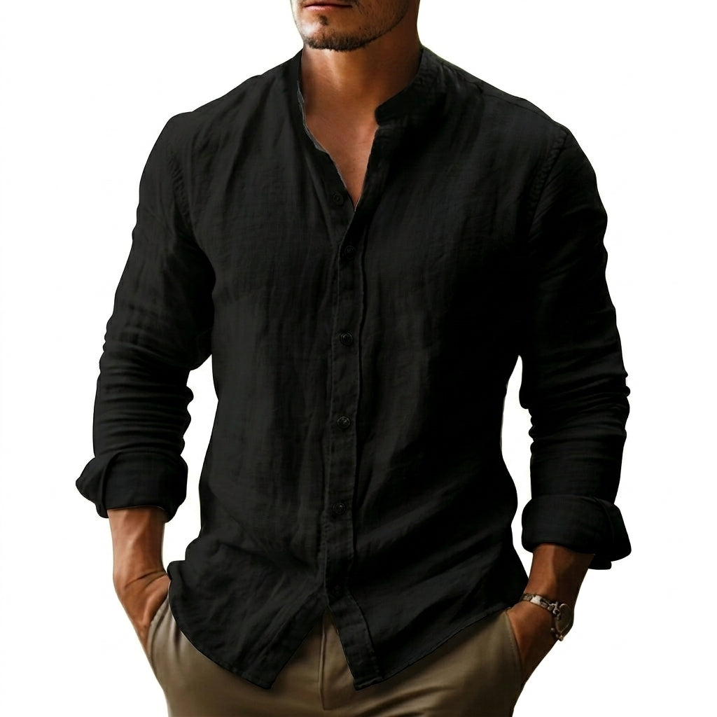 Herren Hemd mit Stehkragen und Knopfleiste-Shirts for men-Alpenkind