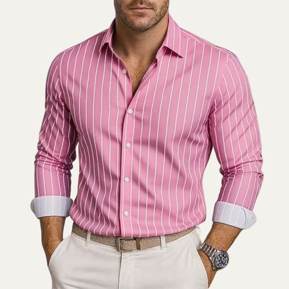 Herren Hemd mit Vertikalstreifen und Knopfleiste-Shirts for men-Alpenkind