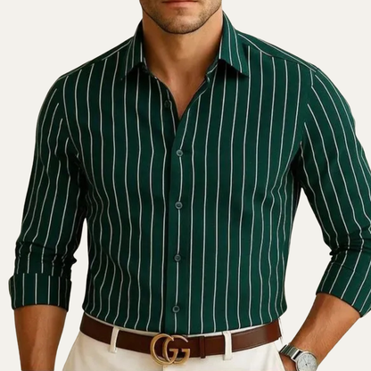 Herren Hemd mit Vertikalstreifen und Knopfleiste-Shirts for men-Alpenkind