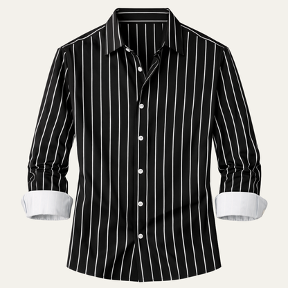 Herren Hemd mit Vertikalstreifen und Knopfleiste-Shirts for men-Alpenkind