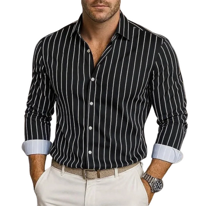 Herren Hemd mit Vertikalstreifen und Knopfleiste-Shirts for men-Alpenkind