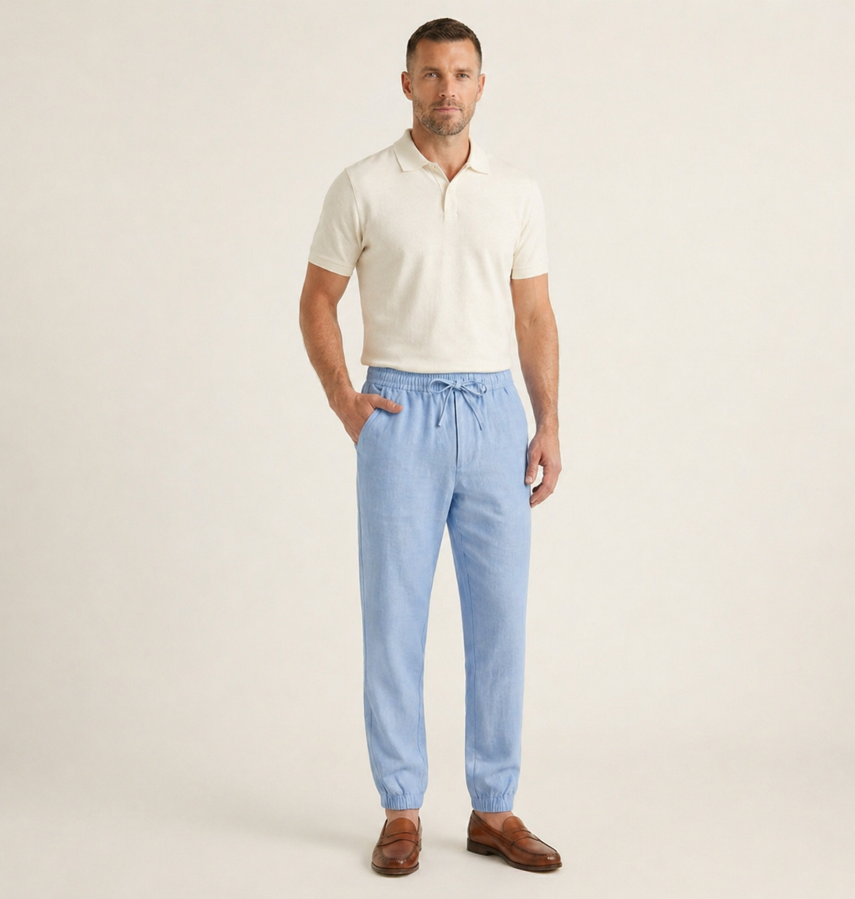 Herren Hose mit elastischem Bund und Kordelzug-Men Pants-Alpenkind