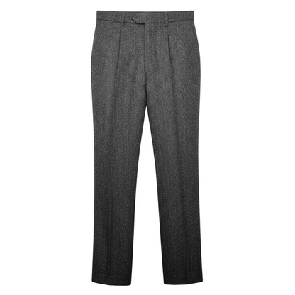 Herren Hose mit geradem Bein, Fischgrätmuster und Falten-Men Pants-Alpenkind