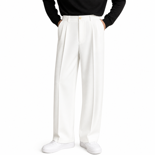 Herren Hose mit geradem Bein und Frontfalten sowie Knopfverschluss-Men Pants-Alpenkind
