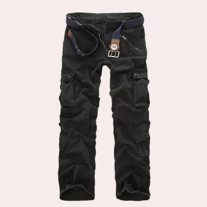 Herren Hose mit Mehrfachen Aufgesetzten Taschen und Gürtelstruktur-Men Pants-Alpenkind