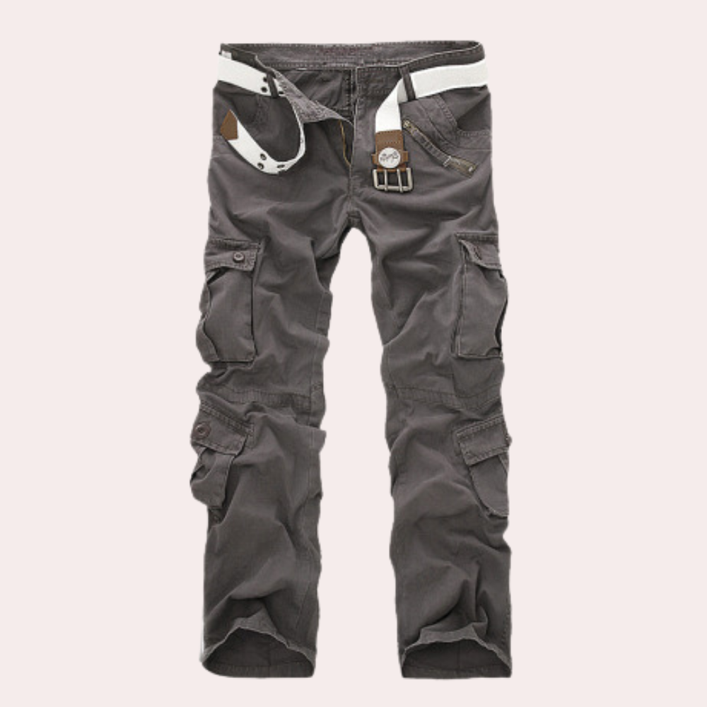 Herren Hose mit Mehrfachen Aufgesetzten Taschen und Gürtelstruktur-Men Pants-Alpenkind