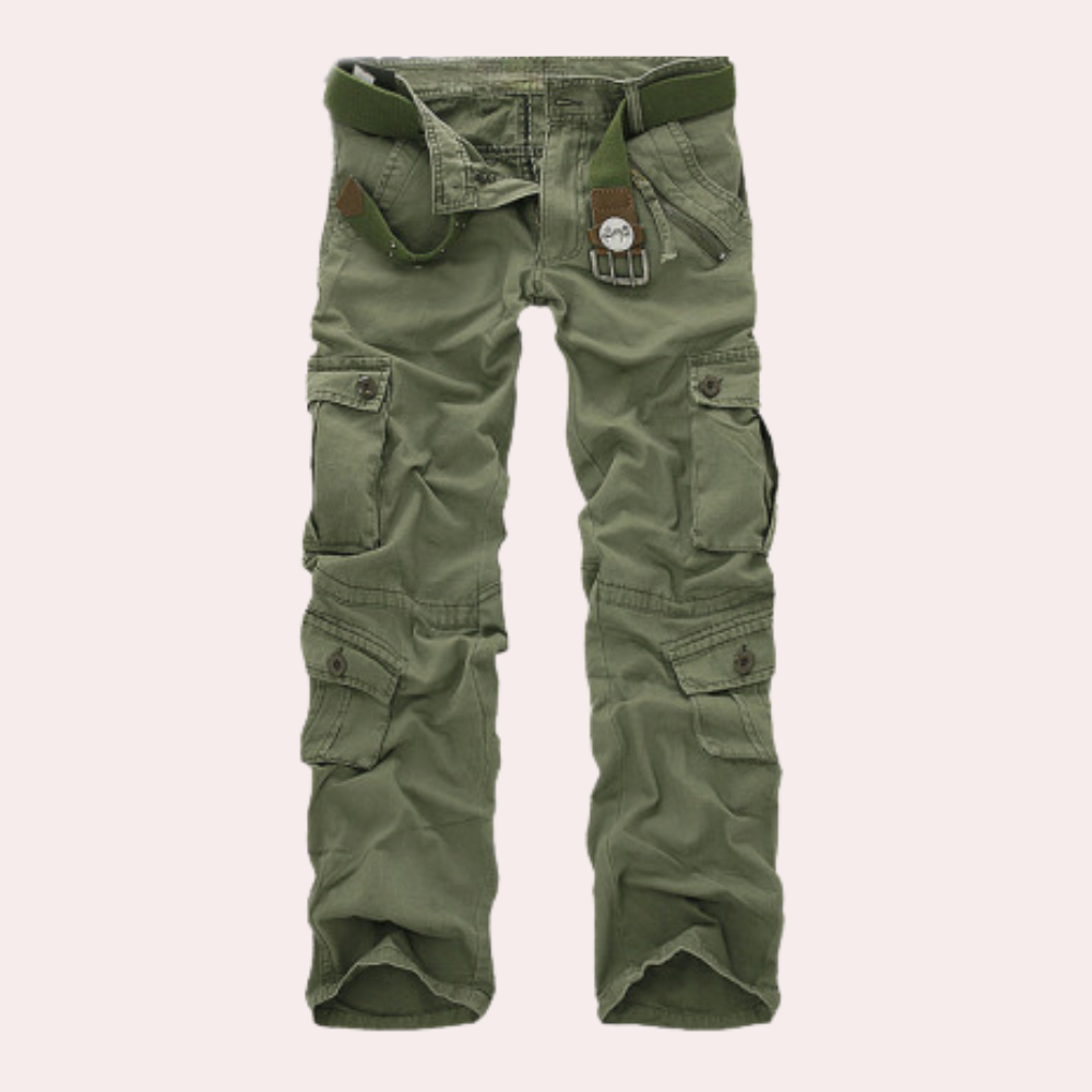 Herren Hose mit Mehrfachen Aufgesetzten Taschen und Gürtelstruktur-Men Pants-Alpenkind
