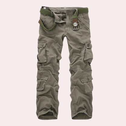 Herren Hose mit Mehrfachen Aufgesetzten Taschen und Gürtelstruktur-Men Pants-Alpenkind
