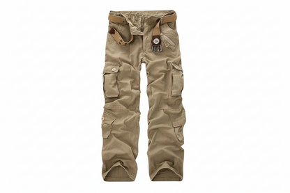 Herren Hose mit Mehrfachen Aufgesetzten Taschen und Gürtelstruktur-Men Pants-Alpenkind