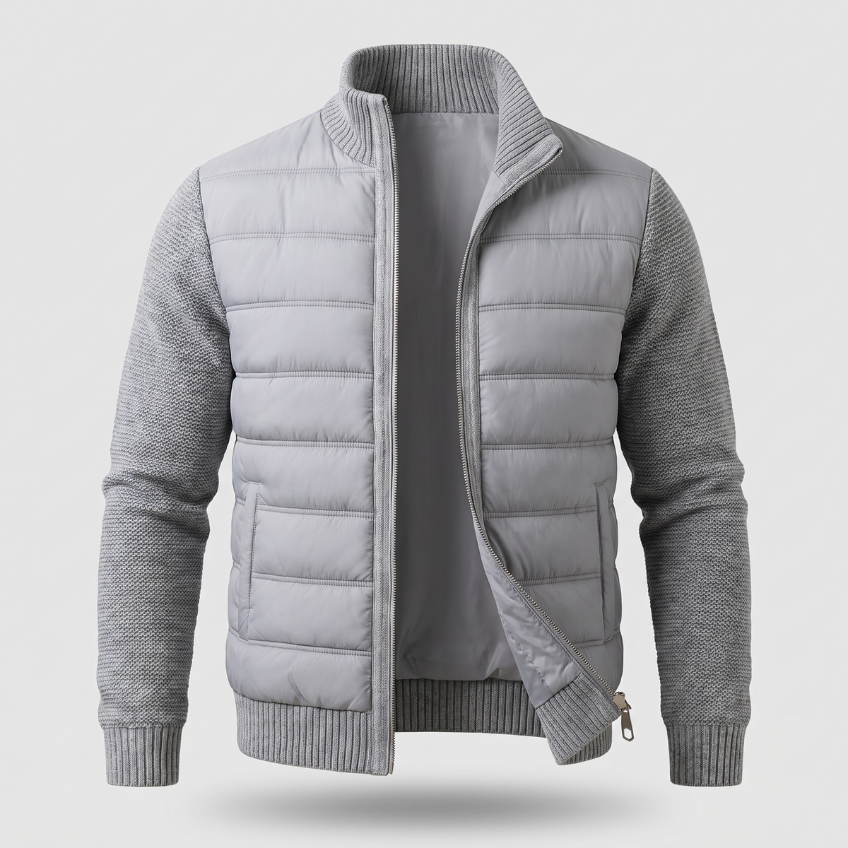 Herren Hybrid-Steppjacke mit Strickärmeln-Jackets for men-Alpenkind