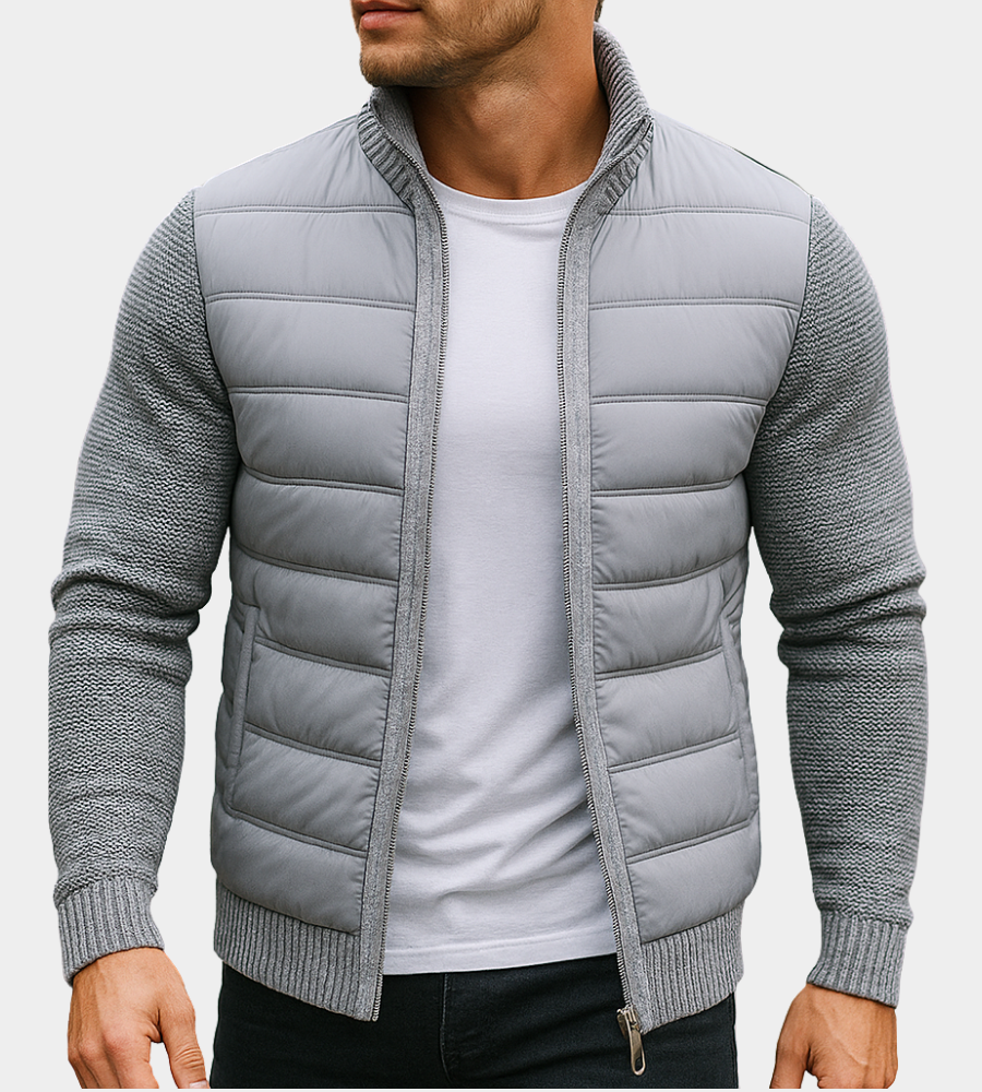 Herren Hybrid-Strickjacke mit wattiertem Vorderteil-Jackets for men-Alpenkind