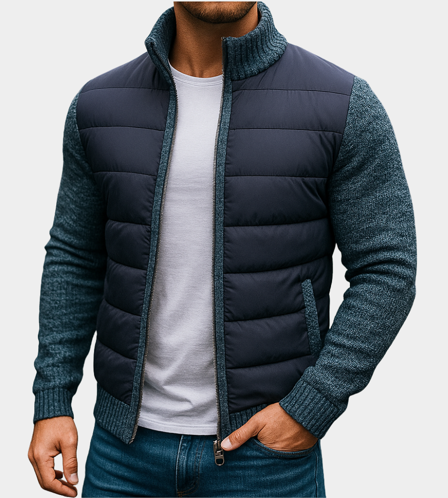 Herren Hybrid-Strickjacke mit wattiertem Vorderteil-Jackets for men-Alpenkind