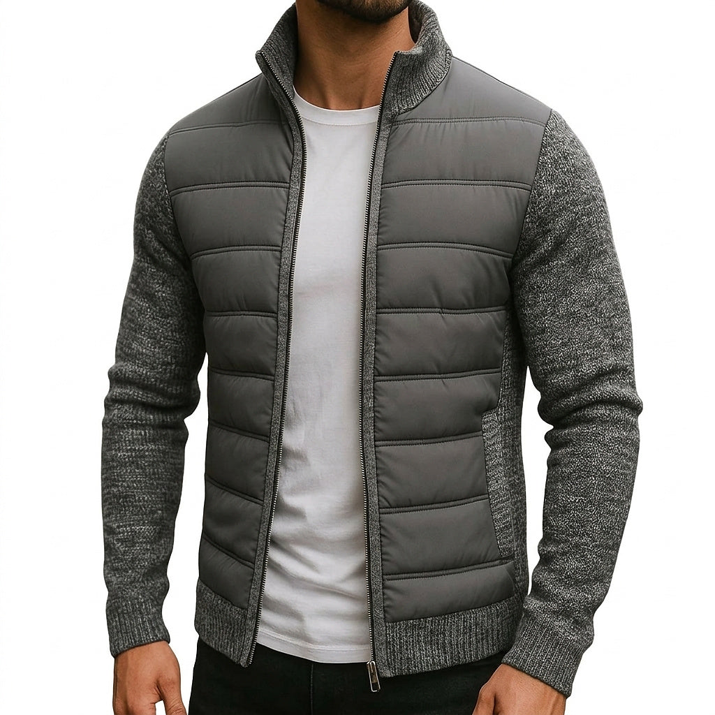Herren Hybrid-Strickjacke mit wattiertem Vorderteil-Jackets for men-Alpenkind