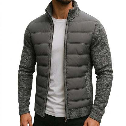 Herren Hybrid-Strickjacke mit wattiertem Vorderteil-Jackets for men-Alpenkind