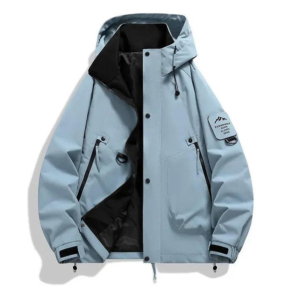 Herren Jacke mit Kapuze, Druckknopfleiste und Reißverschlusstaschen-unisex-Alpenkind
